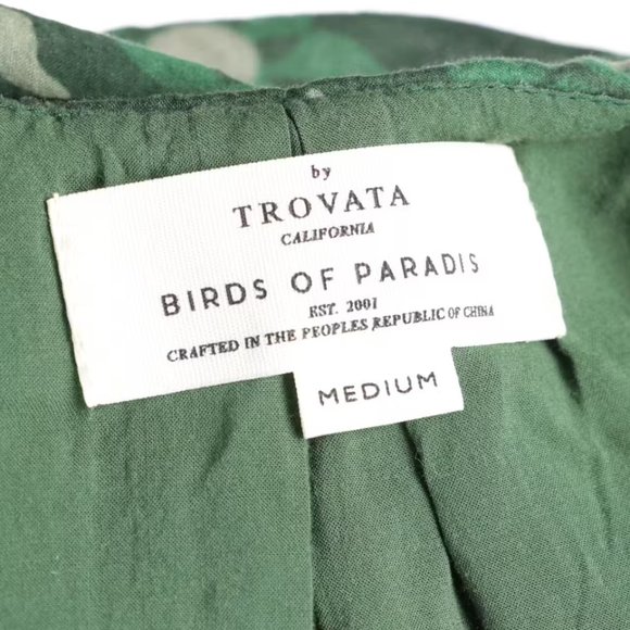 NWT Trovata Birds of Paradis Marcella Cotton Mini Dress in Clover Patch Sz Med - Picture 4 of 4